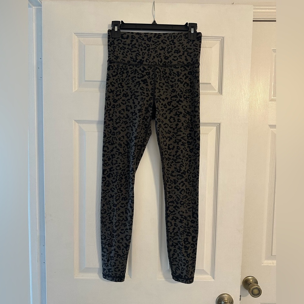 Athleta Olive  and Black Leopard Leggings